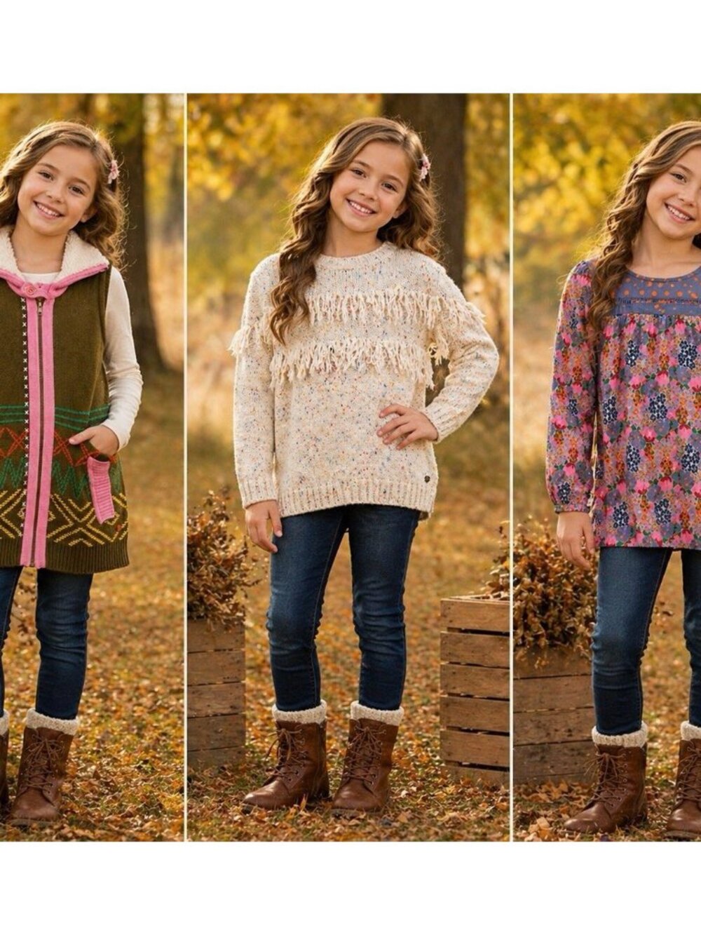Matilda Jane Girls Sz 10 Bundle Sweater Fringe Top Vest Boho Lot